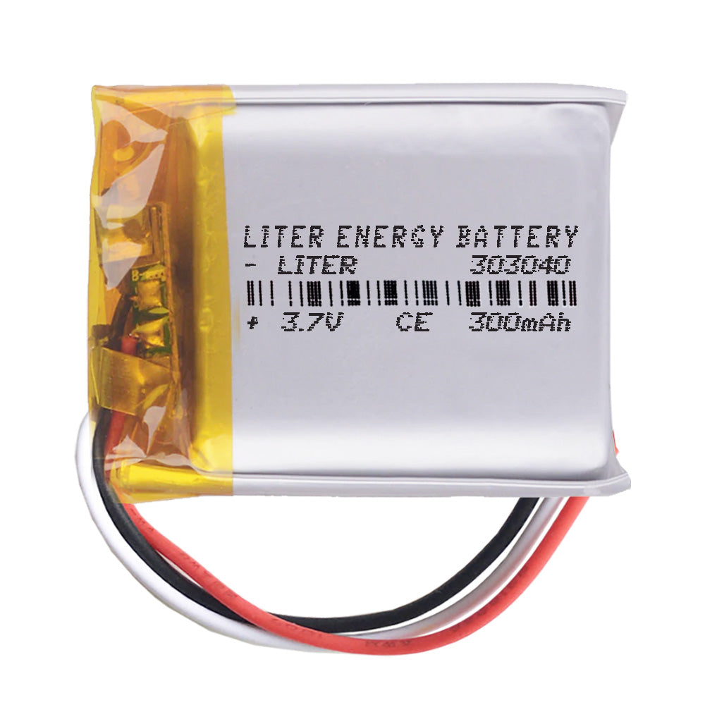 Batería 3 cables 303040 LiPo 3.7V 300mAh 1.11Wh 1S 5C Liter Energy Battery Recargable con PCM termistor NTC smartwatch reloj electrónica No apta para Radio Control 42x30x3mm (3P|300mAh|303040)