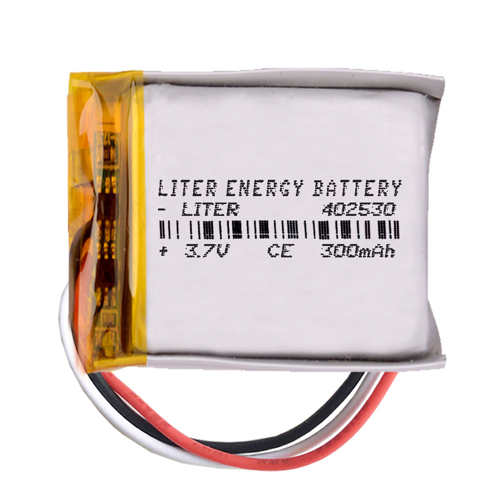 Batería 3 cables 402530 LiPo 3.7V 300mAh 1.11Wh 1S 5C Liter Energy Battery Recargable con PCM termistor NTC smartwatch reloj electrónica No apta para Radio Control 32x25x4mm (3P|300mAh|402530)