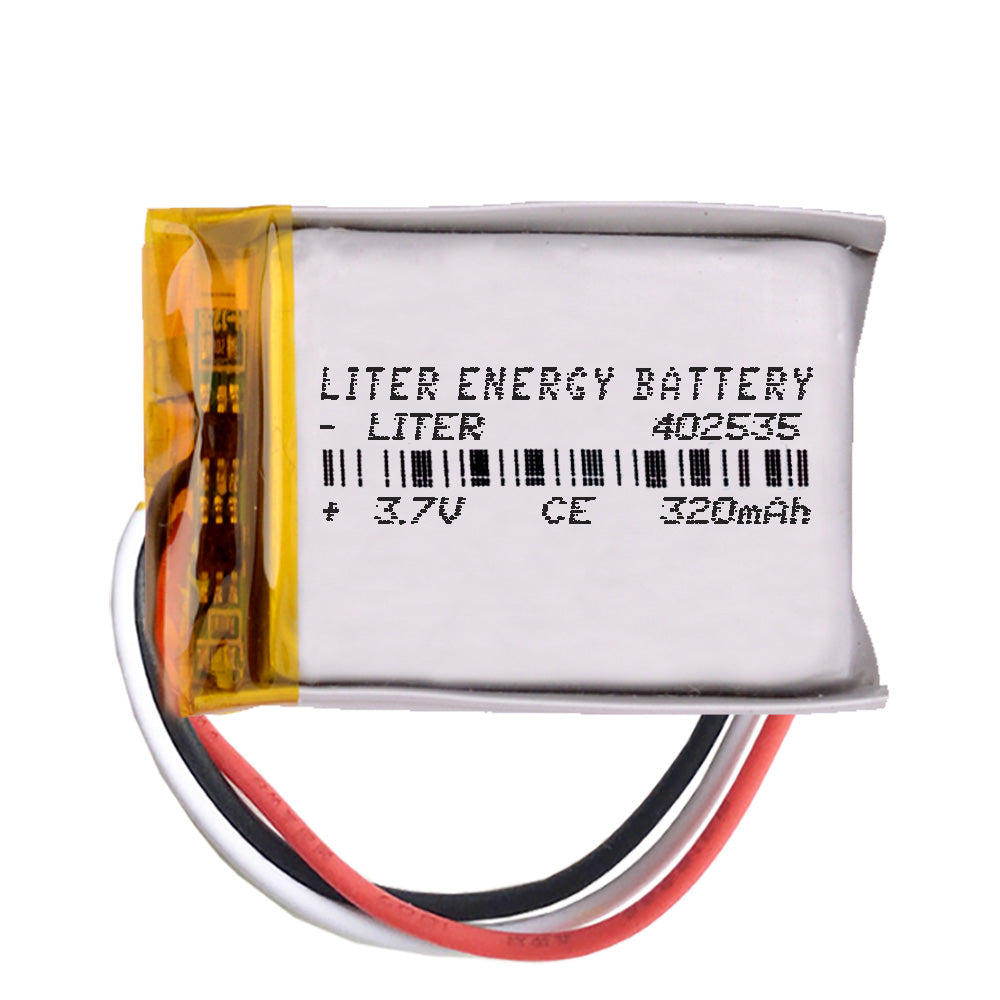 Batería 3 cables 402535 LiPo 3.7V 320mAh 1.184Wh 1S 5C Liter Energy Battery Recargable con PCM termistor NTC smartwatch reloj electrónica No apta para Radio Control 37x25x4mm (3P|320mAh|402535)