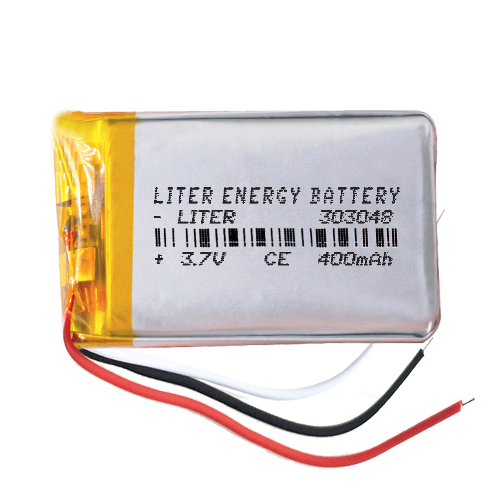 Batería 3 cables 303048 LiPo 3.7V 400mAh 1.48Wh 1S 5C Liter Energy Battery Recargable con PCM termistor NTC smartwatch reloj electrónica No apta para Radio Control 50x30x3mm (3P|400mAh|303048)