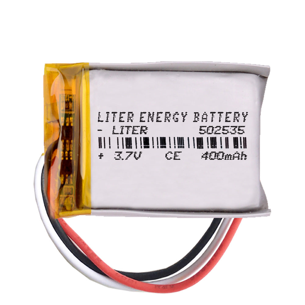 Batería 3 cables 502535 LiPo 3.7V 400mAh 1.48Wh 1S 5C Liter Energy Battery Recargable con PCM termistor NTC smartwatch reloj electrónica No apta para Radio Control 37x25x5mm (3P|400mAh|502535)