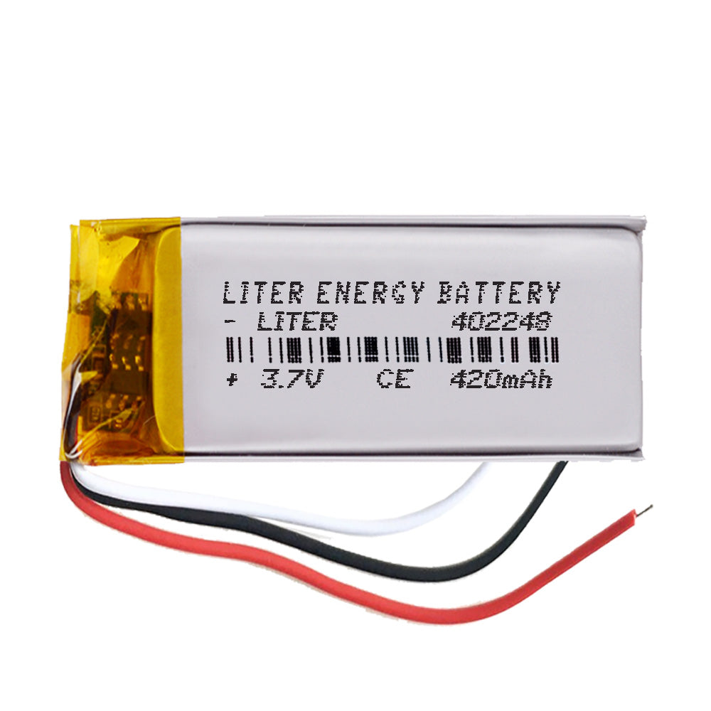 Batería 3 cables 402248 LiPo 3.7V 420mAh 1.554Wh 1S 5C Liter Energy Battery Recargable con PCM termistor NTC smartwatch reloj electrónica No apta para Radio Control 50x22x4mm (3P|420mAh|402248)