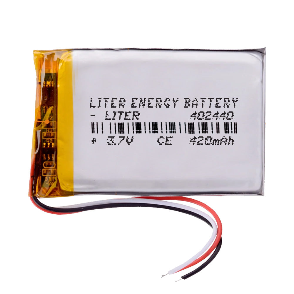 Batería 3 cables 402440 LiPo 3.7V 420mAh 1.554Wh 1S 5C Liter Energy Battery Recargable con PCM termistor NTC smartwatch reloj electrónica No apta para Radio Control 42x24x4mm (3P|420mAh|402440)