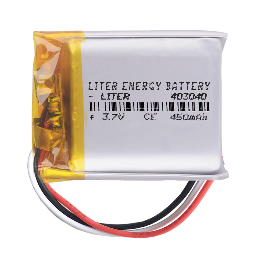 Batería 3 cables 403040 LiPo 3.7V 450mAh 1.665Wh 1S 5C Liter Energy Battery Recargable con PCM termistor NTC smartwatch reloj electrónica No apta para Radio Control 42x30x4mm (3P|450mAh|403040)