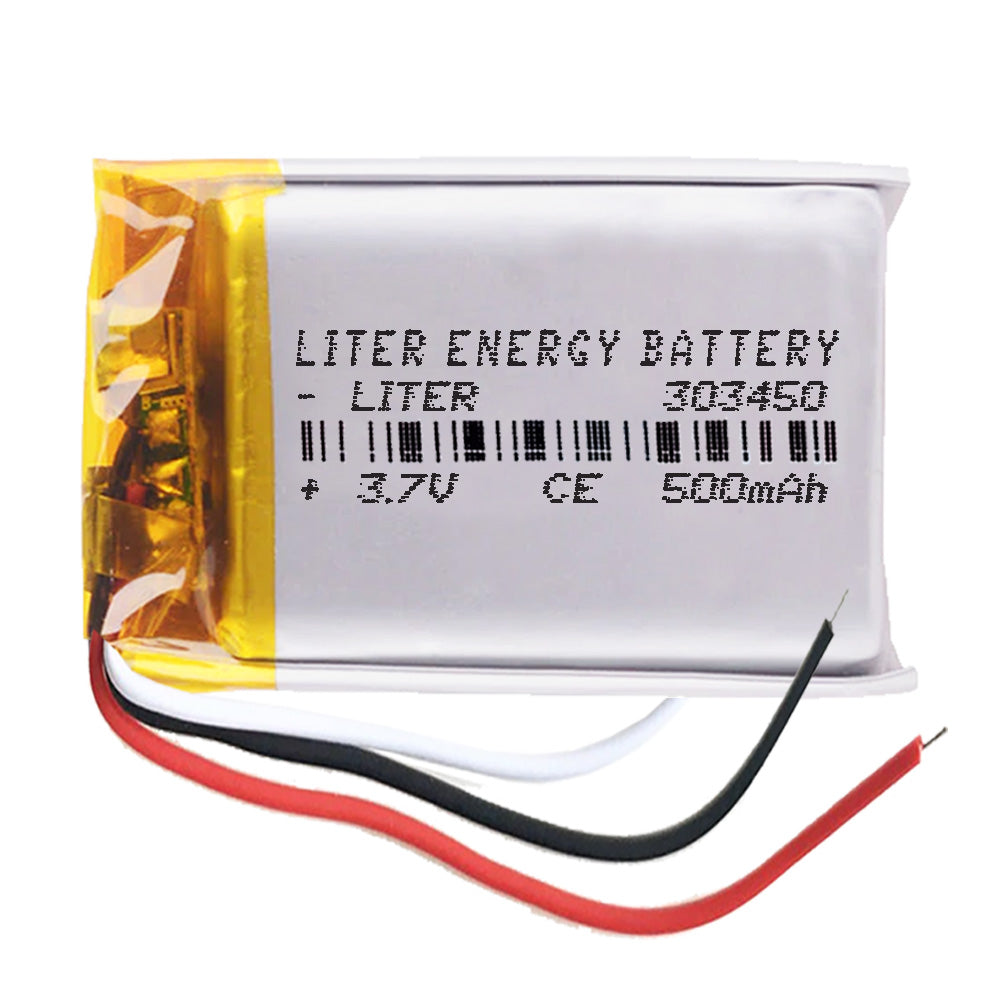 Batería 3 cables 303450 LiPo 3.7V 500mAh 1.85Wh 1S 5C Liter Energy Battery Recargable con PCM termistor NTC smartwatch reloj electrónica No apta para Radio Control 52x34x3mm (3P|500mAh|303450)