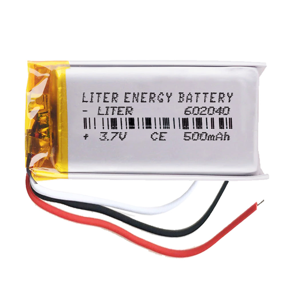 Batería 3 cables 602040 LiPo 3.7V 500mAh 1.85Wh 1S 5C Liter Energy Battery Recargable con PCM termistor NTC smartwatch reloj electrónica No apta para Radio Control 42x20x6mm (3P|500mAh|602040)