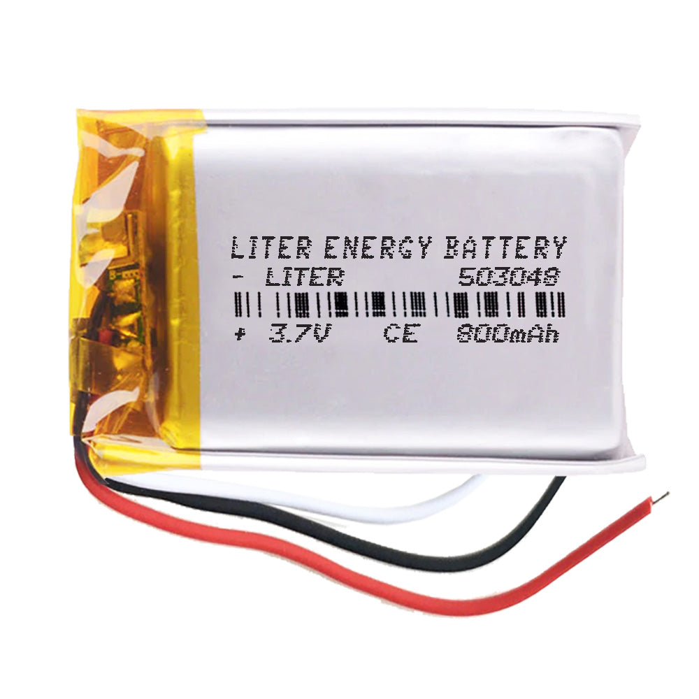 Batería 3 cables 503048 LiPo 3.7V 800mAh 2.96Wh 1S 5C Liter Energy Battery Recargable con PCM termistor NTC smartwatch reloj electrónica No apta para Radio Control 50x30x5mm (3P|800mAh|503048)