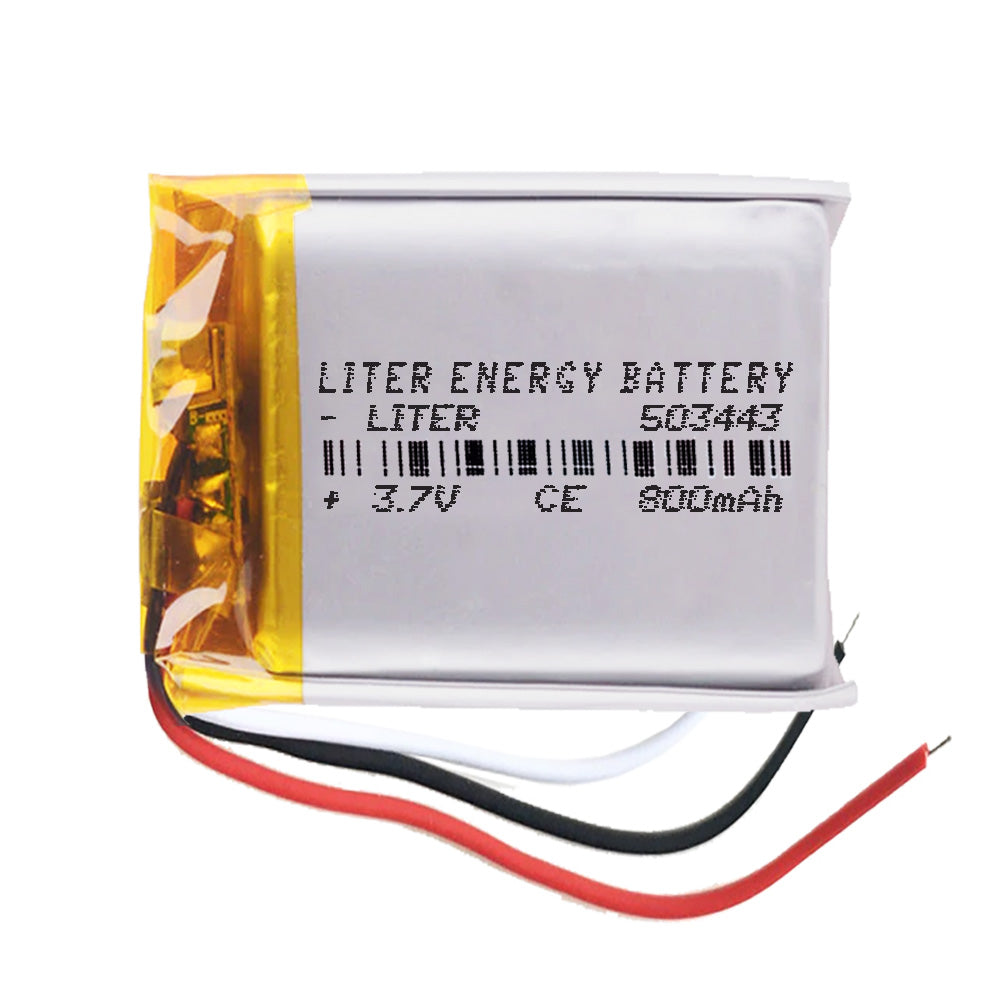 Batería 3 cables 503443 LiPo 3.7V 800mAh 2.96Wh 1S 5C Liter Energy Battery Recargable con PCM termistor NTC smartwatch reloj electrónica No apta para Radio Control 45x34x5mm (3P|800mAh|503443)