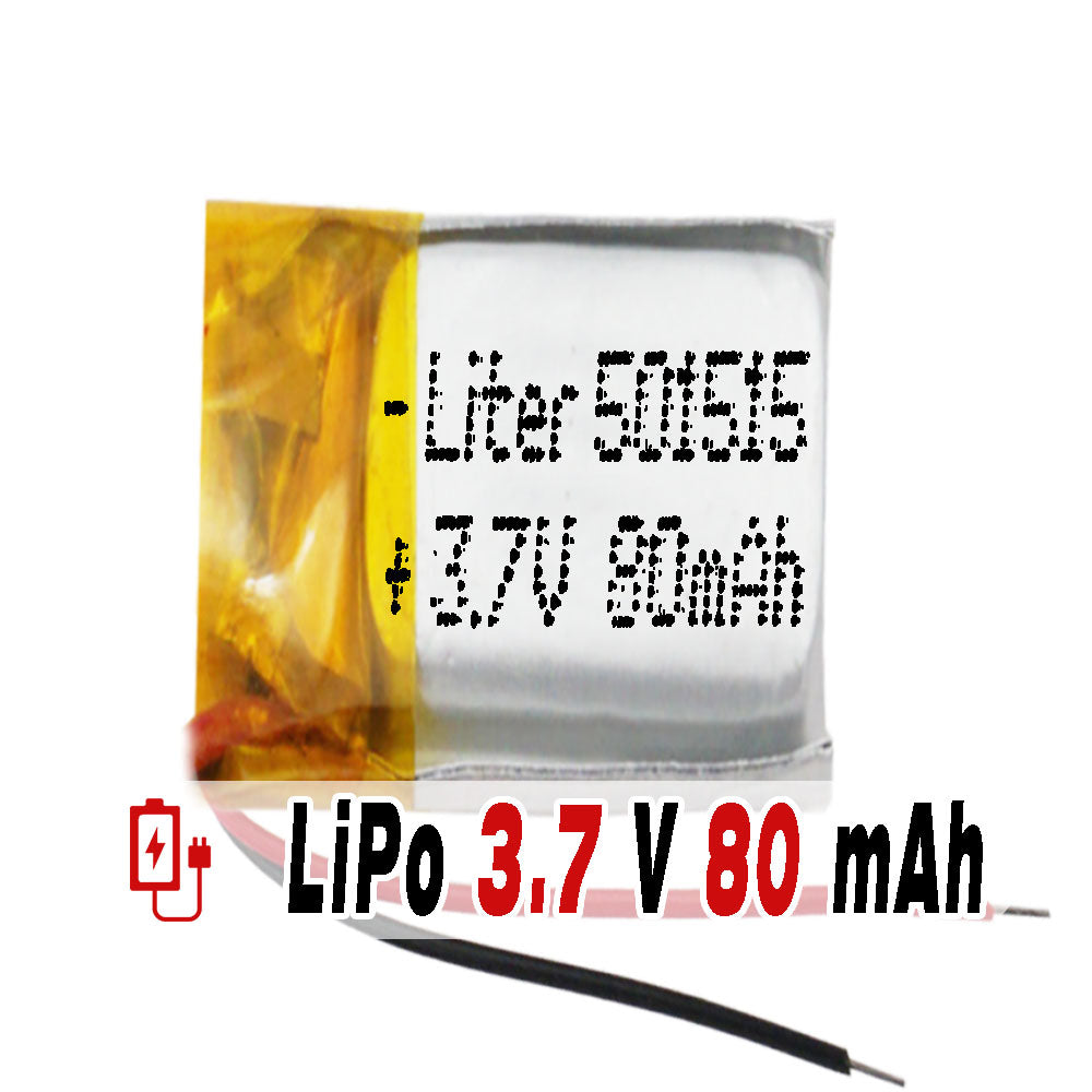 Batería 501515 LiPo 3.7V 80mAh 0.296Wh 1S 5C Liter Energy Battery para Electrónica Recargable teléfono portátil vídeo smartwatch reloj GPS - No apta para Radio Control 17x15x4mm (80mAh|501515)