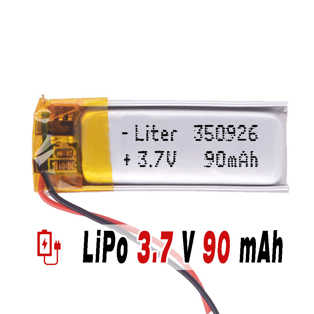 Batería 350926 LiPo 3.7V 90mAh 0.333Wh 1S 5C Liter Energy Battery para Electrónica Recargable teléfono portátil vídeo smartwatch reloj GPS - No apta para Radio Control 28x9x4mm (90mAh|350926)