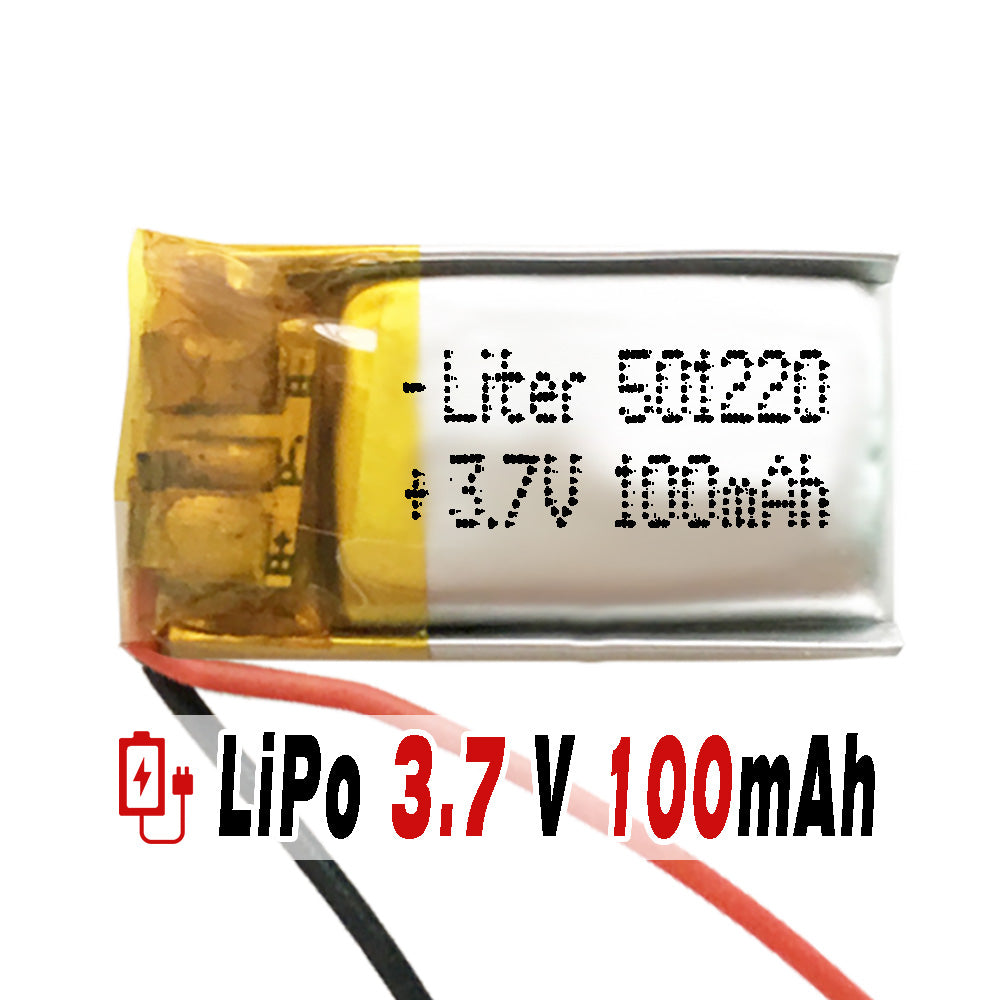 Batería 501220 LiPo 3.7V 100mAh 0.37Wh 1S 5C Liter Energy Battery para Electrónica Recargable teléfono portátil vídeo smartwatch reloj GPS - No apta para Radio Control 22x12x5mm (100mAh|501220)