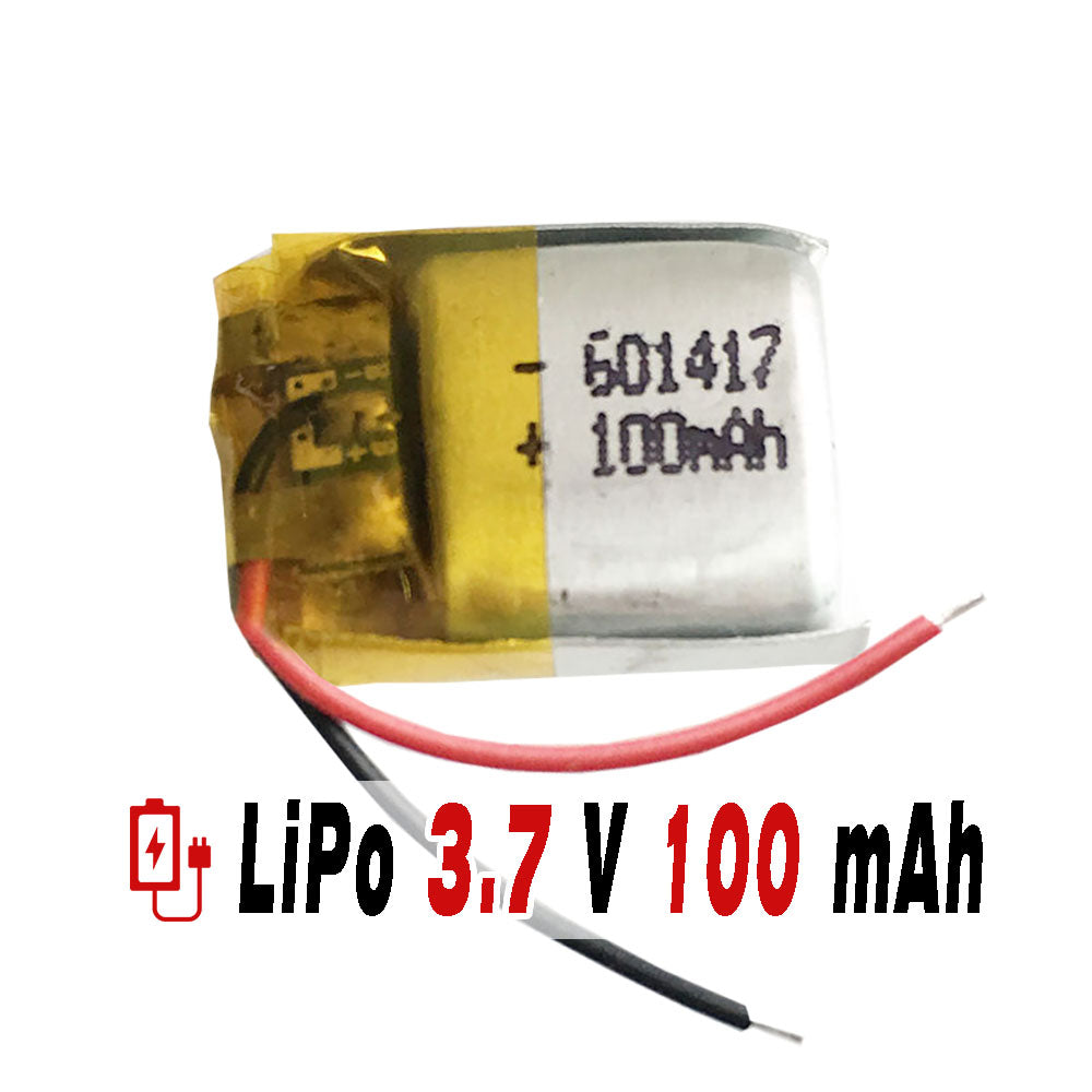 Batería 601417 LiPo 3.7V 100mAh 0.37Wh 1S 5C Liter Energy Battery para Electrónica Recargable teléfono portátil vídeo smartwatch reloj GPS - No apta para Radio Control 19x14x6mm (100mAh|601417)