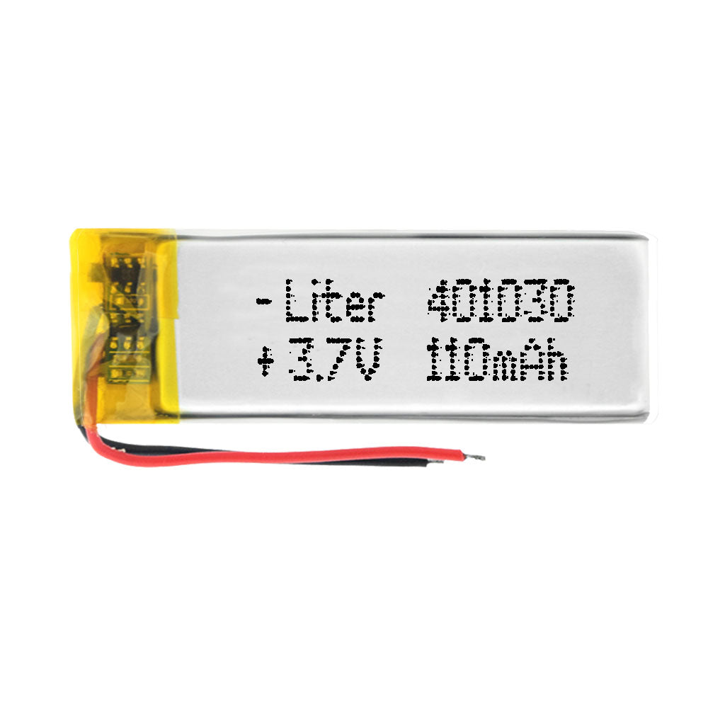 Batería 401030 LiPo 3.7V 110mAh 0.407Wh 1S 5C Liter Energy Battery para Electrónica Recargable teléfono portátil vídeo smartwatch reloj GPS - No apta para Radio Control 32x10x4mm (110mAh|401030)