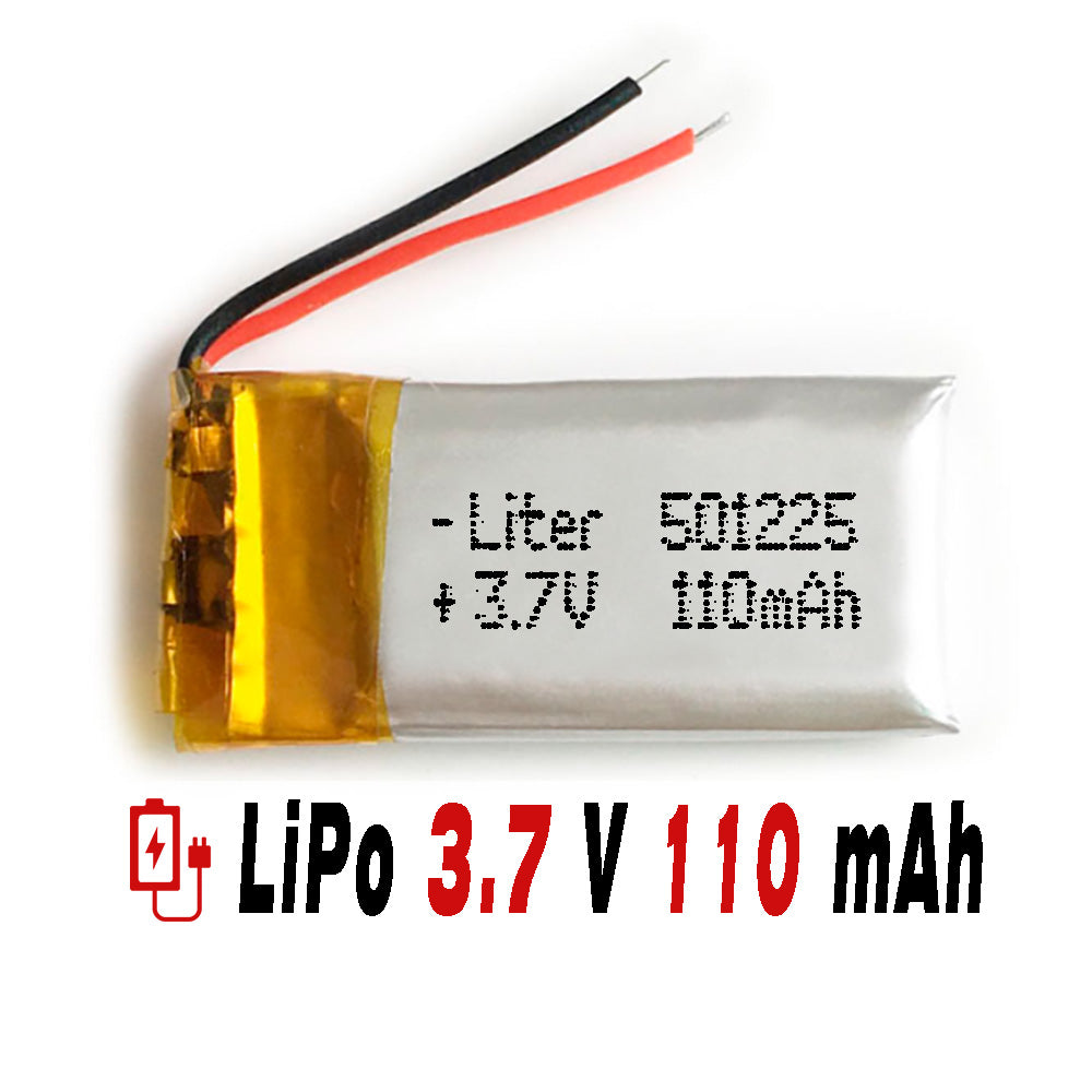 Batería 501225 LiPo 3.7V 110mAh 0.407Wh 1S 5C Liter Energy Battery para Electrónica Recargable teléfono portátil vídeo smartwatch reloj GPS - No apta para Radio Control 25x12x5mm (110mAh|501225)