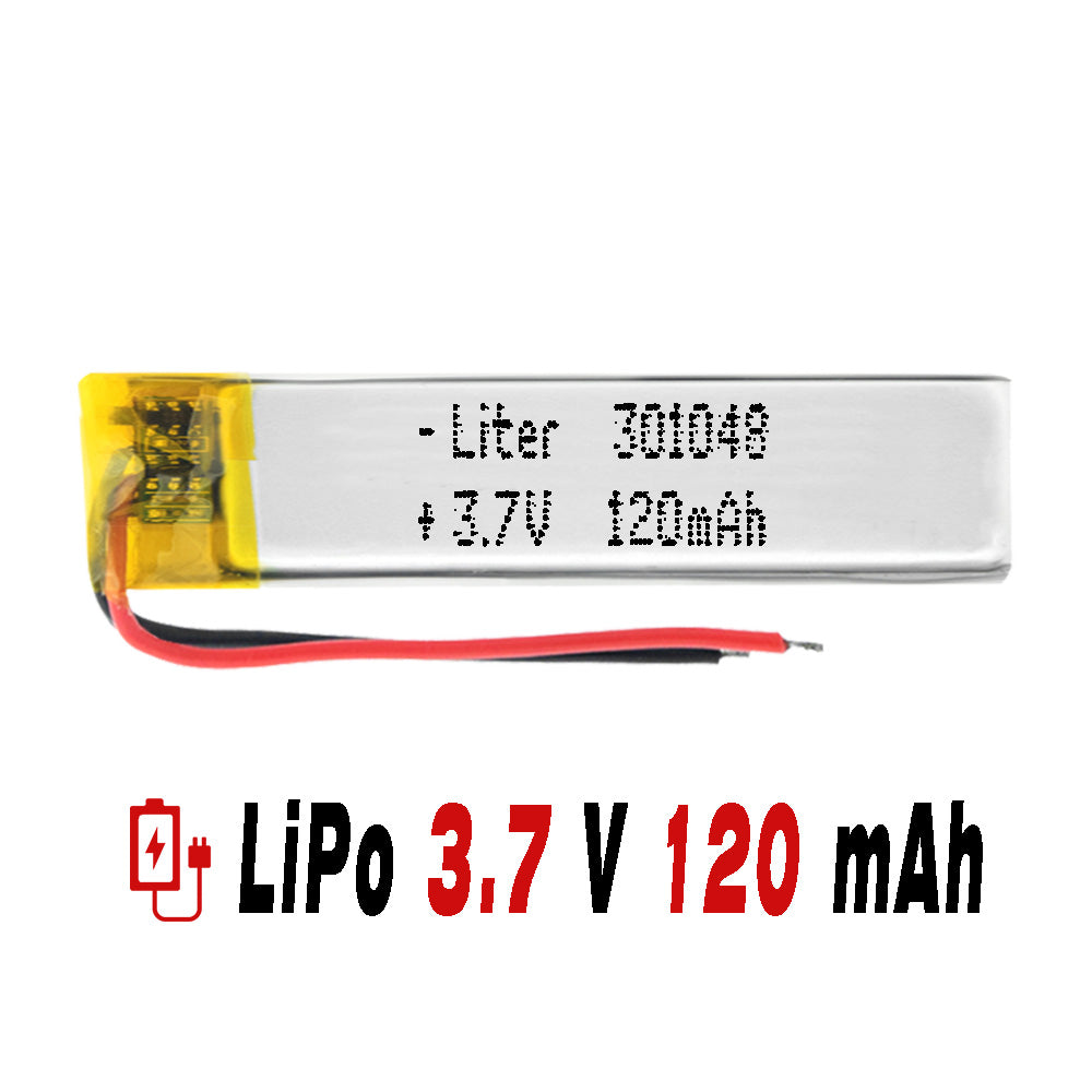 Batería 301048 LiPo 3.7V 120mAh 0.444Wh 1S 5C Liter Energy Battery para Electrónica Recargable teléfono portátil vídeo smartwatch reloj GPS - No apta para Radio Control 50x10x3mm (120mAh|301048)