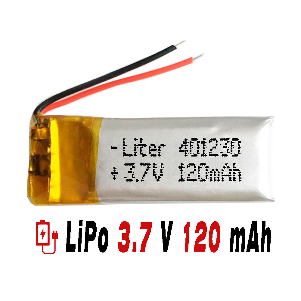 Batería 401230 LiPo 3.7V 120mAh 0.444Wh 1S 5C Liter Energy Battery para Electrónica Recargable teléfono portátil vídeo smartwatch Reloj GPS - No Apta para Radio Control 32x12x4mm (120mAh|401230)
