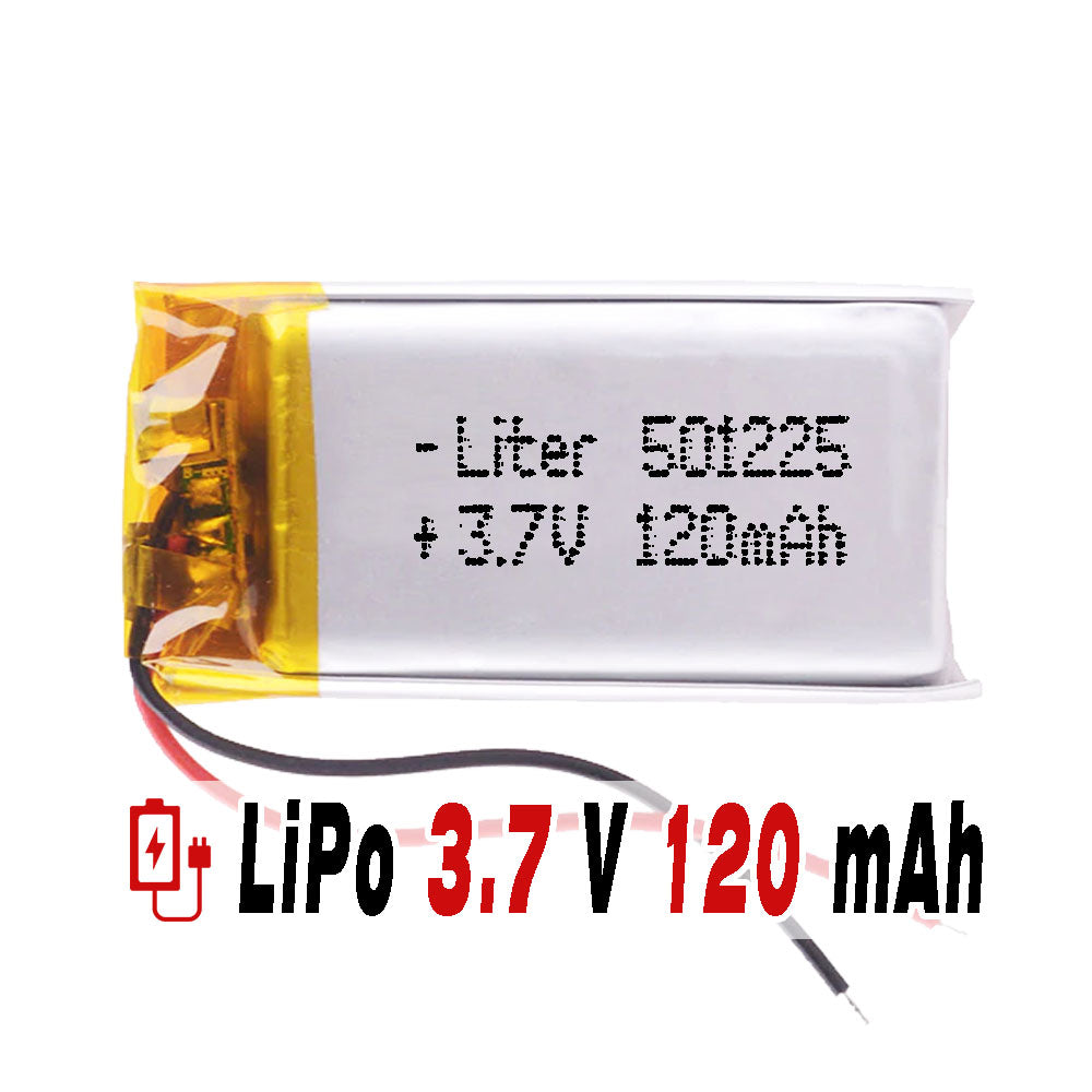 Batería 501225 LiPo 3.7V 120mAh 0.444Wh 1S 5C Liter Energy Battery para Electrónica Recargable teléfono portátil vídeo smartwatch reloj GPS - No apta para Radio Control 27x12x5mm (120mAh|501225)