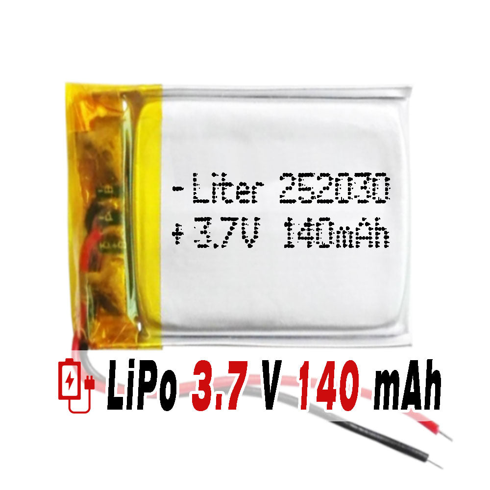 Batería 252030 LiPo 3.7V 140mAh 0.518Wh 1S 5C Liter Energy Battery para Electrónica Recargable teléfono portátil vídeo smartwatch reloj GPS - No apta para Radio Control 32x20x3mm (140mAh|252030)