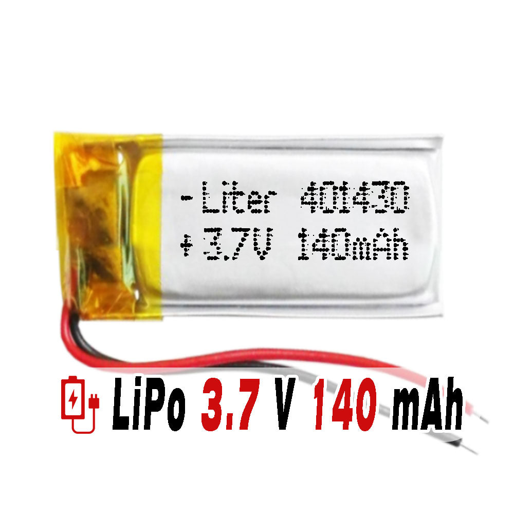 Batería 401430 LiPo 3.7V 140mAh 0.518Wh 1S 5C Liter Energy Battery para Electrónica Recargable teléfono portátil vídeo smartwatch reloj GPS - No apta para Radio Control 32x14x4mm (140mAh|401430)