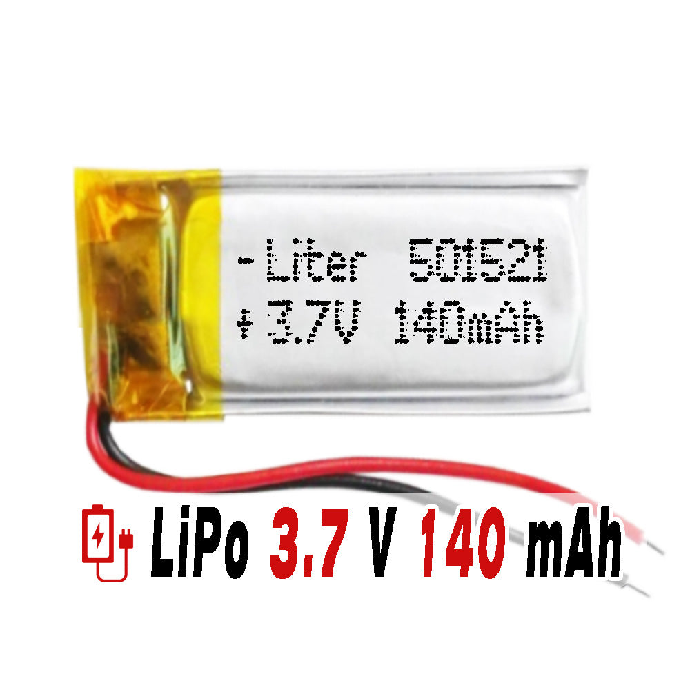 Batería 501521 LiPo 3.7V 140mAh 0.518Wh 1S 5C Liter Energy Battery para Electrónica Recargable teléfono portátil vídeo smartwatch reloj GPS - No apta para Radio Control 23x15x5mm (140mAh|501521)