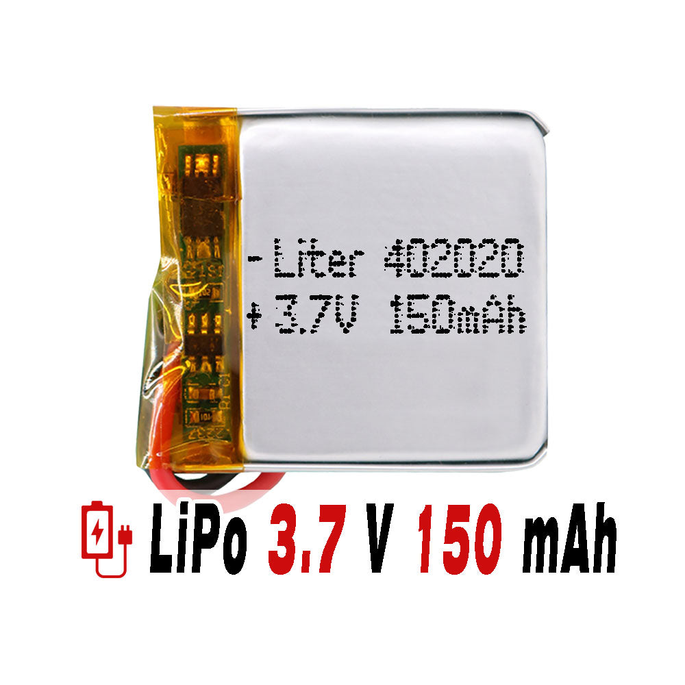 Batería 402020 LiPo 3.7V 150mAh 0.555Wh 1S 5C Liter Energy Battery para Electrónica Recargable teléfono portátil vídeo smartwatch reloj GPS - No apta para Radio Control 22x20x4mm (150mAh|402020)