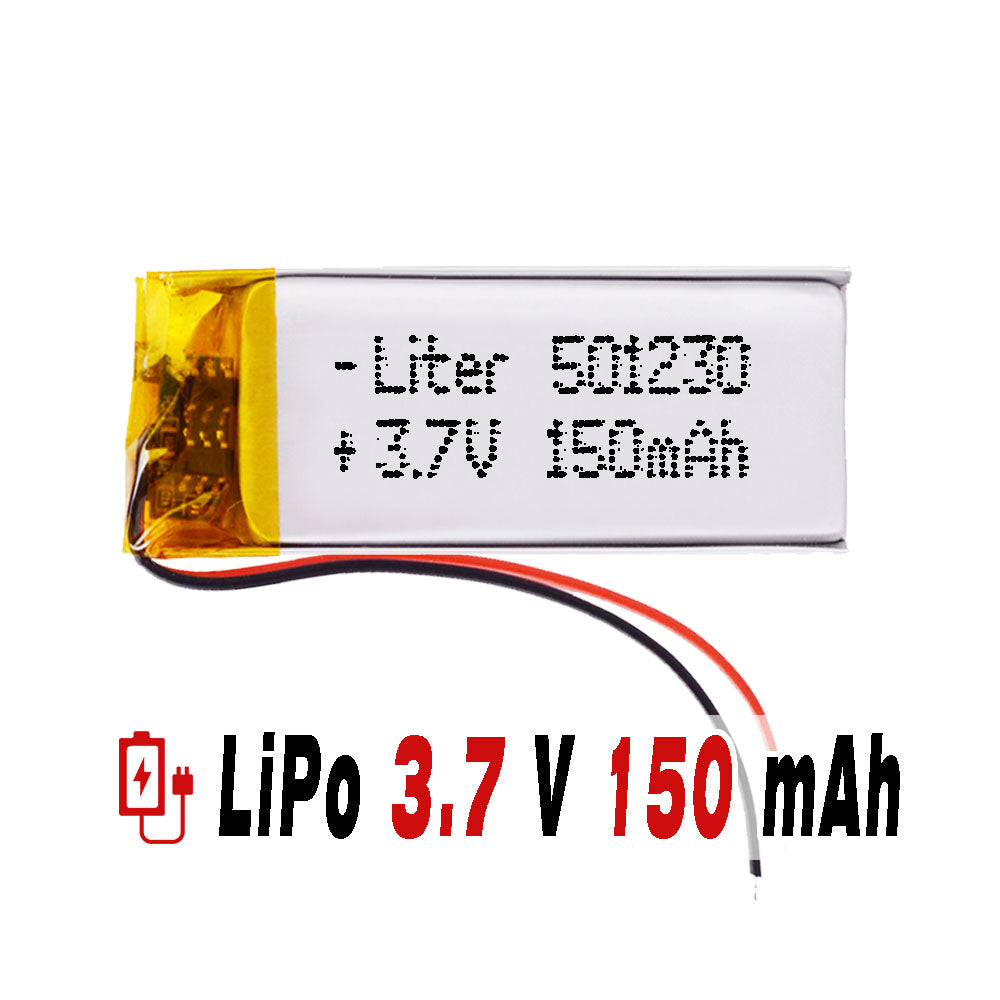 Batería 501230 LiPo 3.7V 150mAh 0.555Wh 1S 5C Liter Energy Battery para Electrónica Recargable teléfono portátil vídeo smartwatch reloj GPS - No apta para Radio Control 32x12x5mm (150mAh|501230)