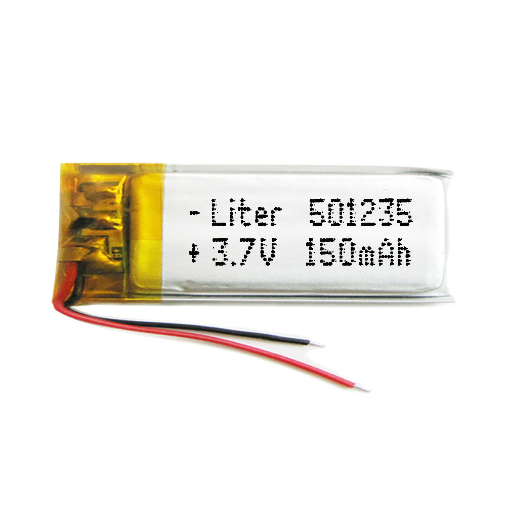 Batería 501235 LiPo 3.7V 150mAh 0.555Wh 1S 5C Liter Energy Battery para Electrónica Recargable teléfono portátil vídeo smartwatch reloj GPS - No apta para Radio Control 37x12x5mm (150mAh|501235)
