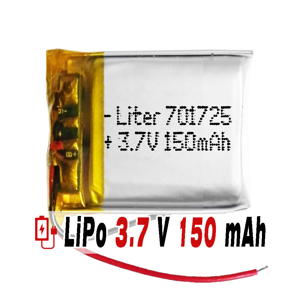 Batería 701725 LiPo 3.7V 150mAh 0.555Wh 1S 5C Liter Energy Battery para Electrónica Recargable teléfono portátil vídeo smartwatch reloj GPS - No apta para Radio Control 27x17x4mm (150mAh|701725)