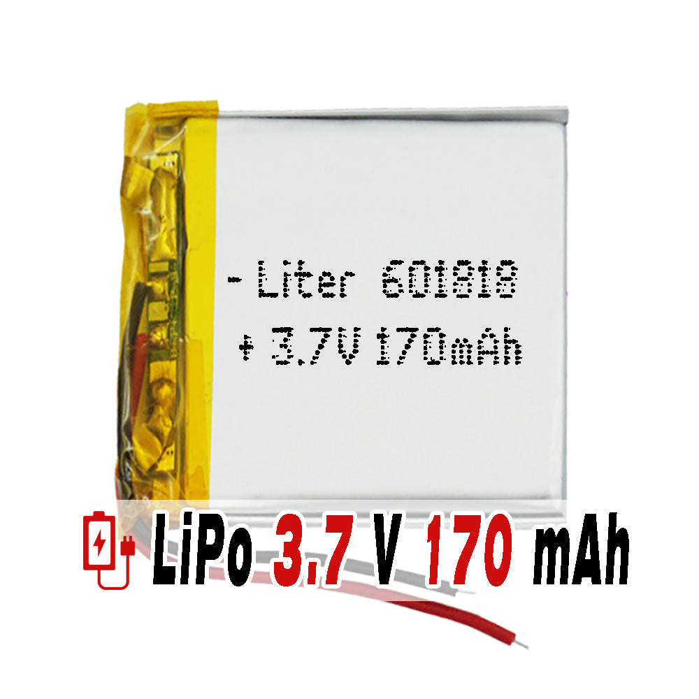 Batería 601818 LiPo 3.7V 170mAh 0.629Wh 1S 5C Liter Energy Battery para Electrónica Recargable teléfono portátil vídeo smartwatch reloj GPS - No apta para Radio Control 20x18x6mm (170mAh|601818)