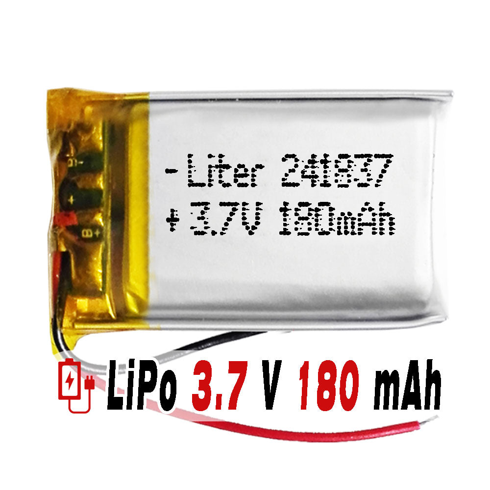 Batería 241837 LiPo 3.7V 180mAh 0.666Wh 1S 5C Liter Energy Battery para Electrónica Recargable teléfono portátil vídeo smartwatch reloj GPS - No apta para Radio Control 39x18x3mm (180mAh|241837)