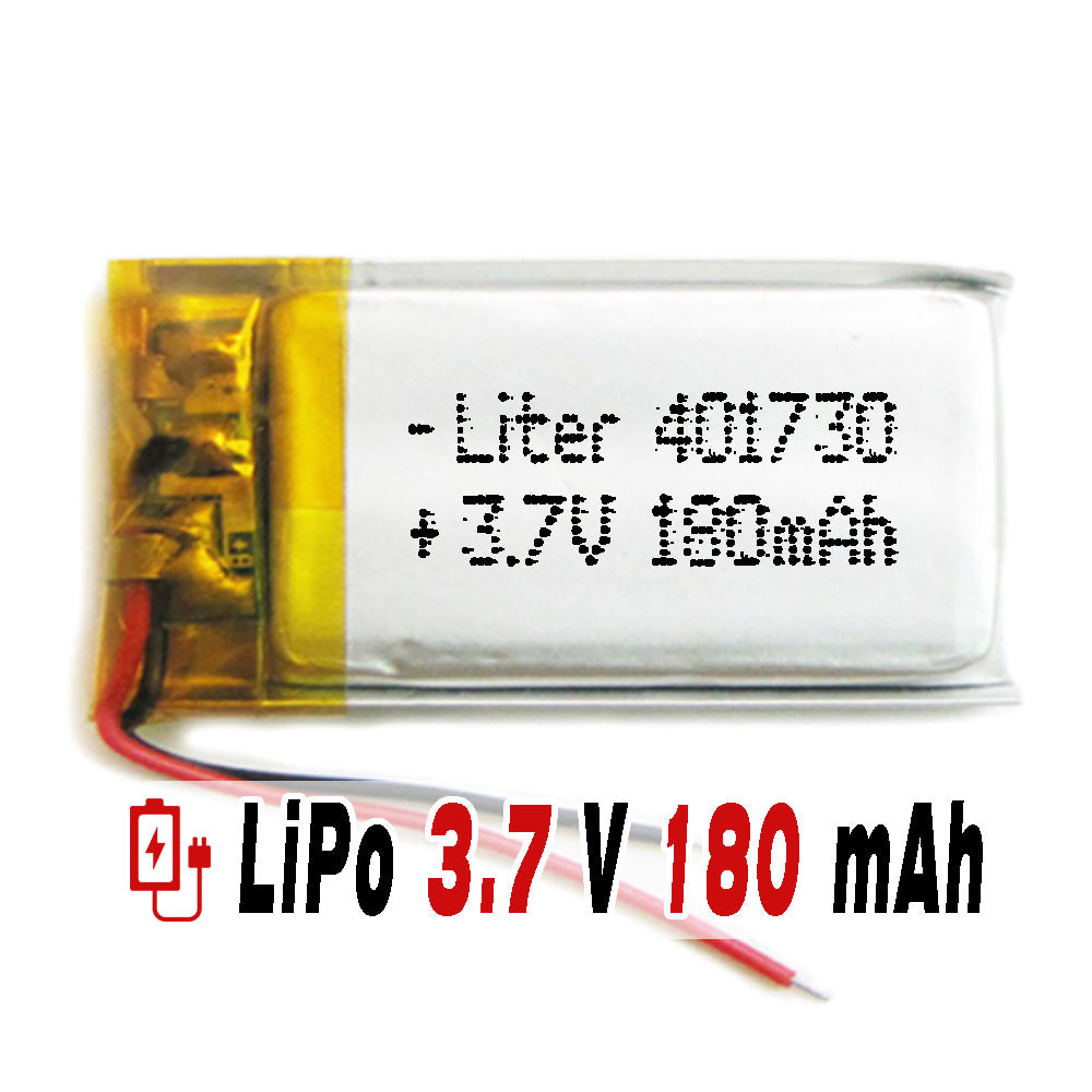 Batería 401730 LiPo 3.7V 180mAh 0.666Wh 1S 5C Liter Energy Battery para Electrónica Recargable teléfono portátil vídeo smartwatch reloj GPS - No apta para Radio Control 32x17x4mm (180mAh|401730)