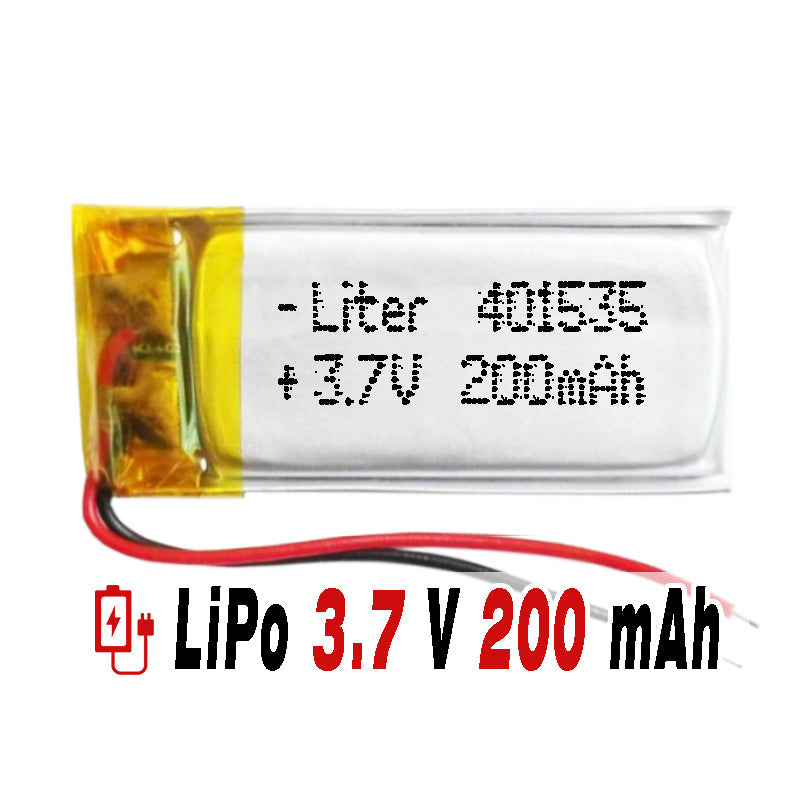 Batería 401535 LiPo 3.7V 200mAh 0.74Wh 1S 5C Liter Energy Battery para Electrónica Recargable teléfono portátil vídeo smartwatch reloj GPS - No apta para Radio Control 37x15x4mm (200mAh|401535)