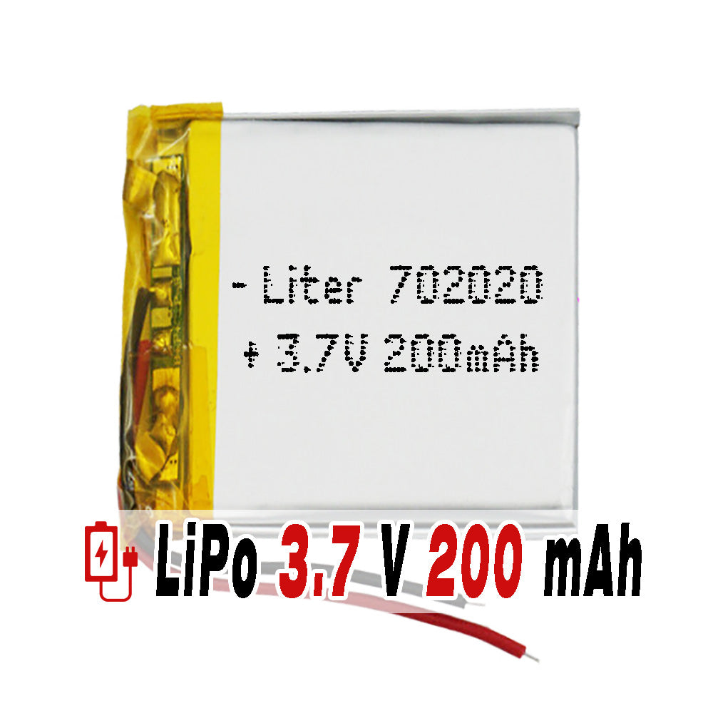 Batería 702020 LiPo 3.7V 200mAh 0.75Wh 1S 5C Liter Energy Battery para Electrónica Recargable teléfono portátil vídeo smartwatch reloj GPS - No apta para Radio Control 22x20x7mm (200mAh|702020)
