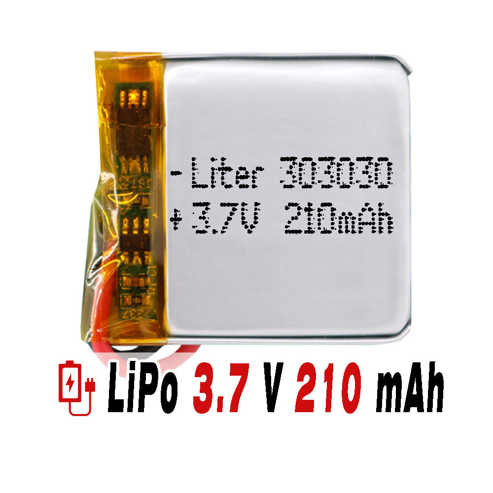 Batería 303030 LiPo 3.7V 210mAh 0.777Wh 1S 5C Liter Energy Battery para Electrónica Recargable teléfono portátil vídeo smartwatch reloj GPS - No apta para Radio Control 32x30x3mm (210mAh|303030)