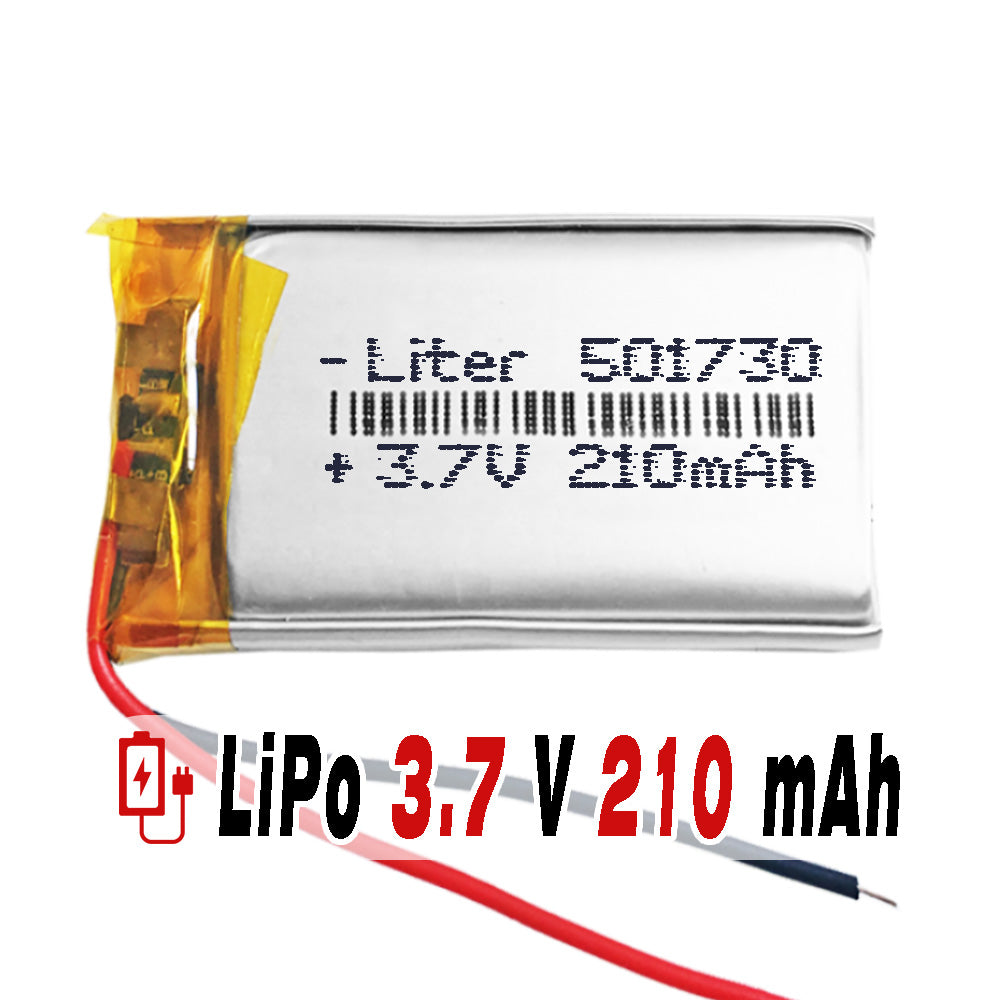 Batería 501730 LiPo 3.7V 210mAh 0.777Wh 1S 5C Liter Energy Battery para Electrónica Recargable teléfono portátil vídeo smartwatch reloj GPS - No apta para Radio Control 32x17x5mm (210mAh|501730)