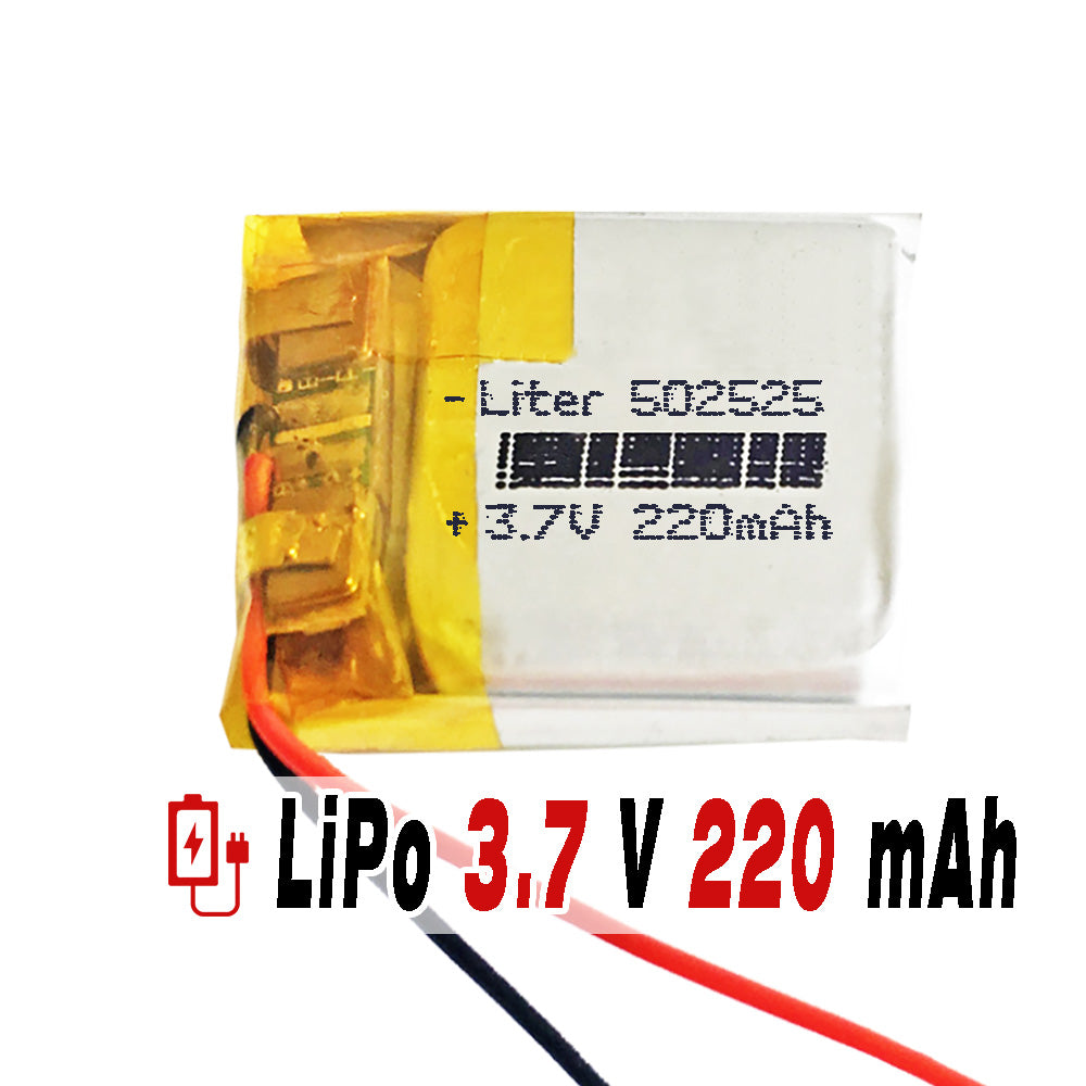 Batería 502525 LiPo 3.7V 220mAh 0.814Wh 1S 5C Liter Energy Battery para Electrónica Recargable teléfono portátil vídeo smartwatch reloj GPS - No Apta para Radio Control 27x25x5mm (220mAh|502525)