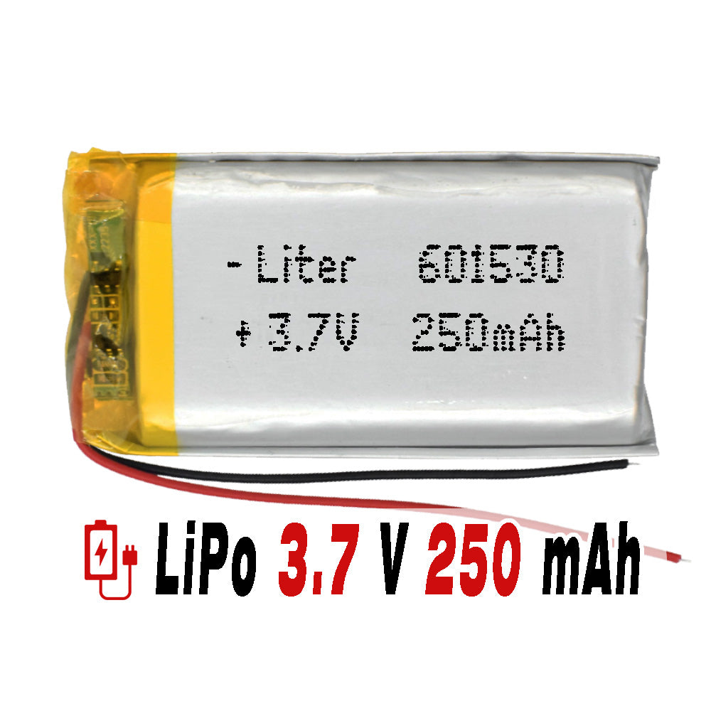 Batería 601530 LiPo 3.7V 250mAh 0.925Wh 1S 5C Liter Energy Battery para Electrónica Recargable teléfono portátil vídeo smartwatch reloj GPS - No apta para Radio Control 32x15x6mm (250mAh|601530)