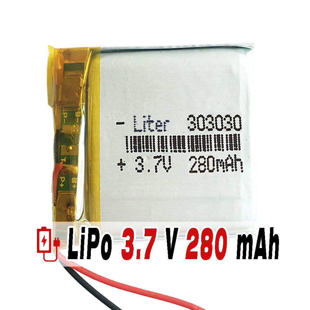 Batería 303030 LiPo 3.7V 280mAh 1.036Wh 1S 5C Liter Energy Battery para Electrónica Recargable teléfono portátil vídeo smartwatch reloj GPS - No apta para Radio Control 32x30x3mm (280mAh|303030)