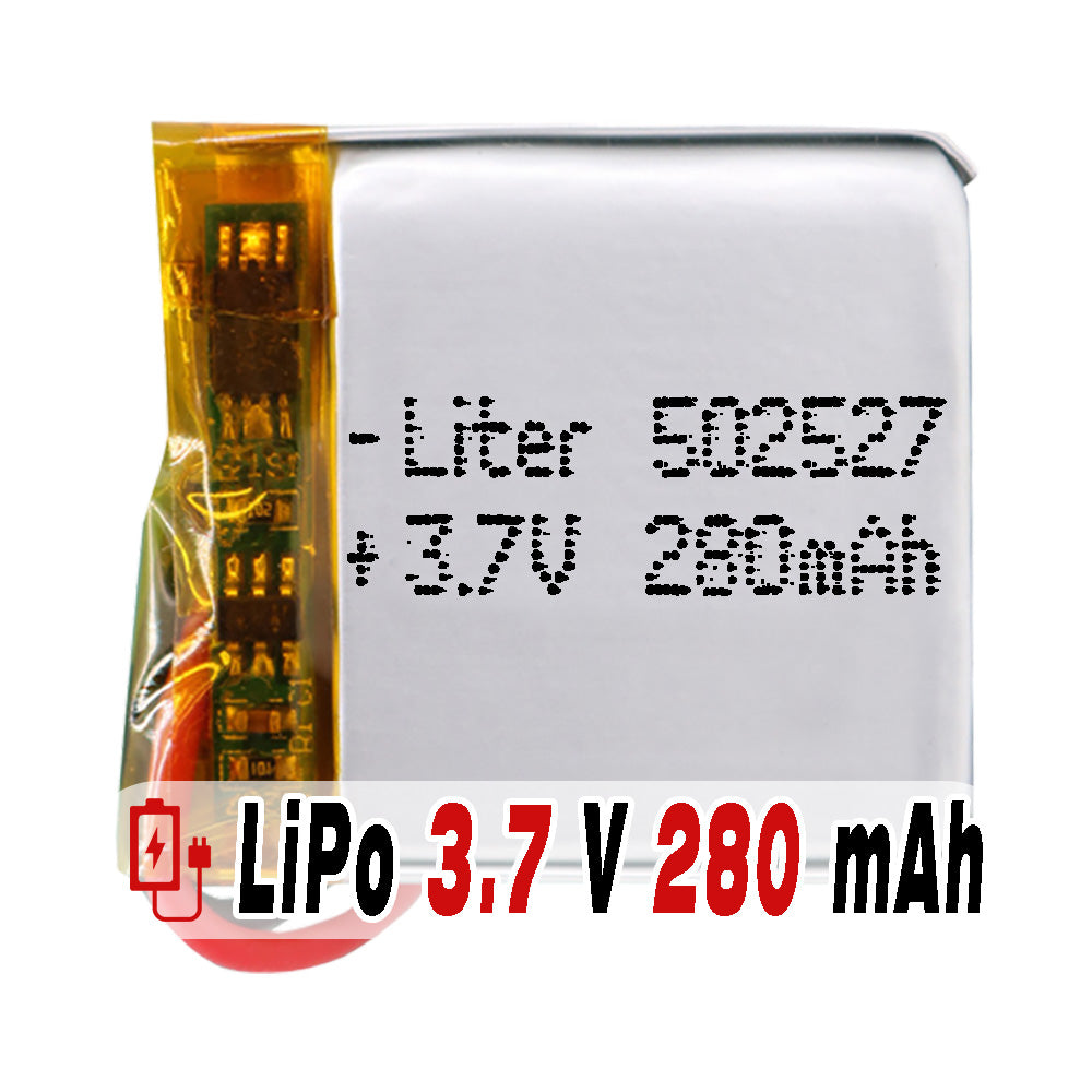 Batería 502527 LiPo 3.7V 280mAh 1.036Wh 1S 5C Liter Energy Battery para Electrónica Recargable teléfono portátil vídeo smartwatch reloj GPS - No apta para Radio Control 29x25x5mm (280mAh|502527)