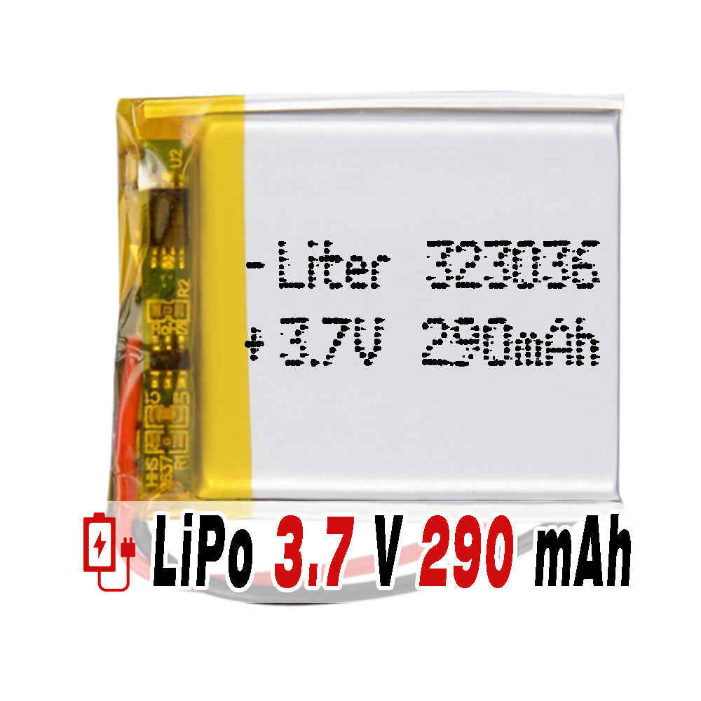 Batería 323036 LiPo 3.7V 290mAh 1.073Wh 1S 5C Liter Energy Battery para Electrónica Recargable teléfono portátil vídeo smartwatch reloj GPS - No apta para Radio Control 38x30x4mm (290mAh|323036)