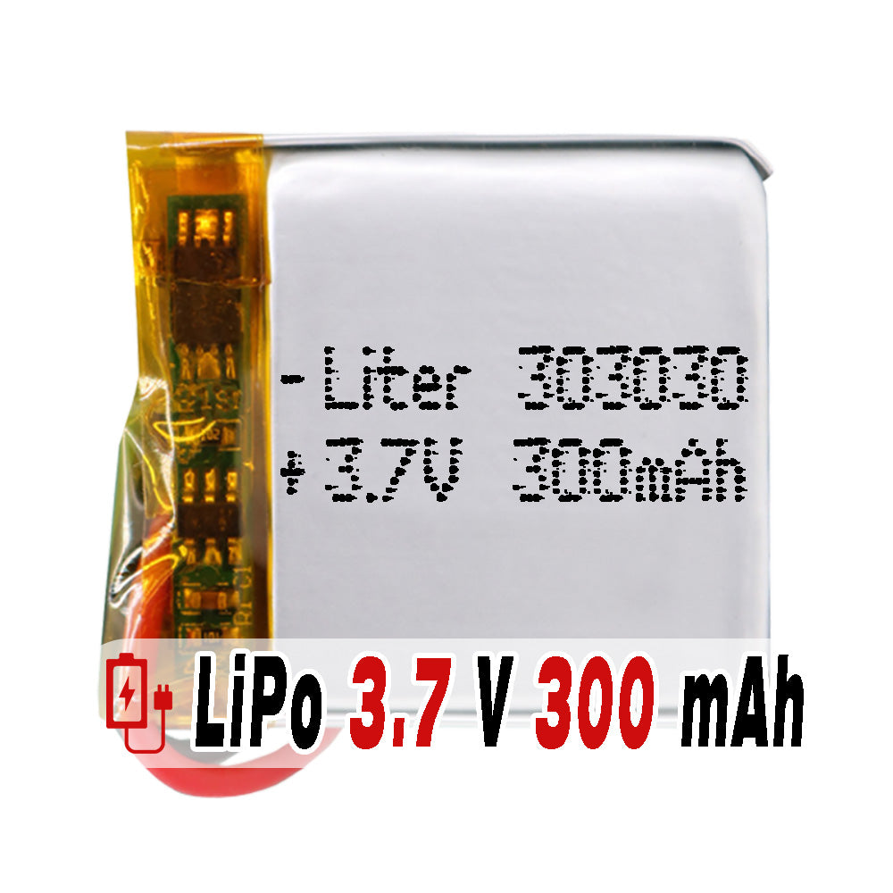 Batería 303030 LiPo 3.7V 300mAh 1.11Wh 1S 5C Liter Energy Battery para Electrónica Recargable teléfono portátil vídeo smartwatch reloj GPS - No apta para Radio Control 32x30x3mm (300mAh|303030)