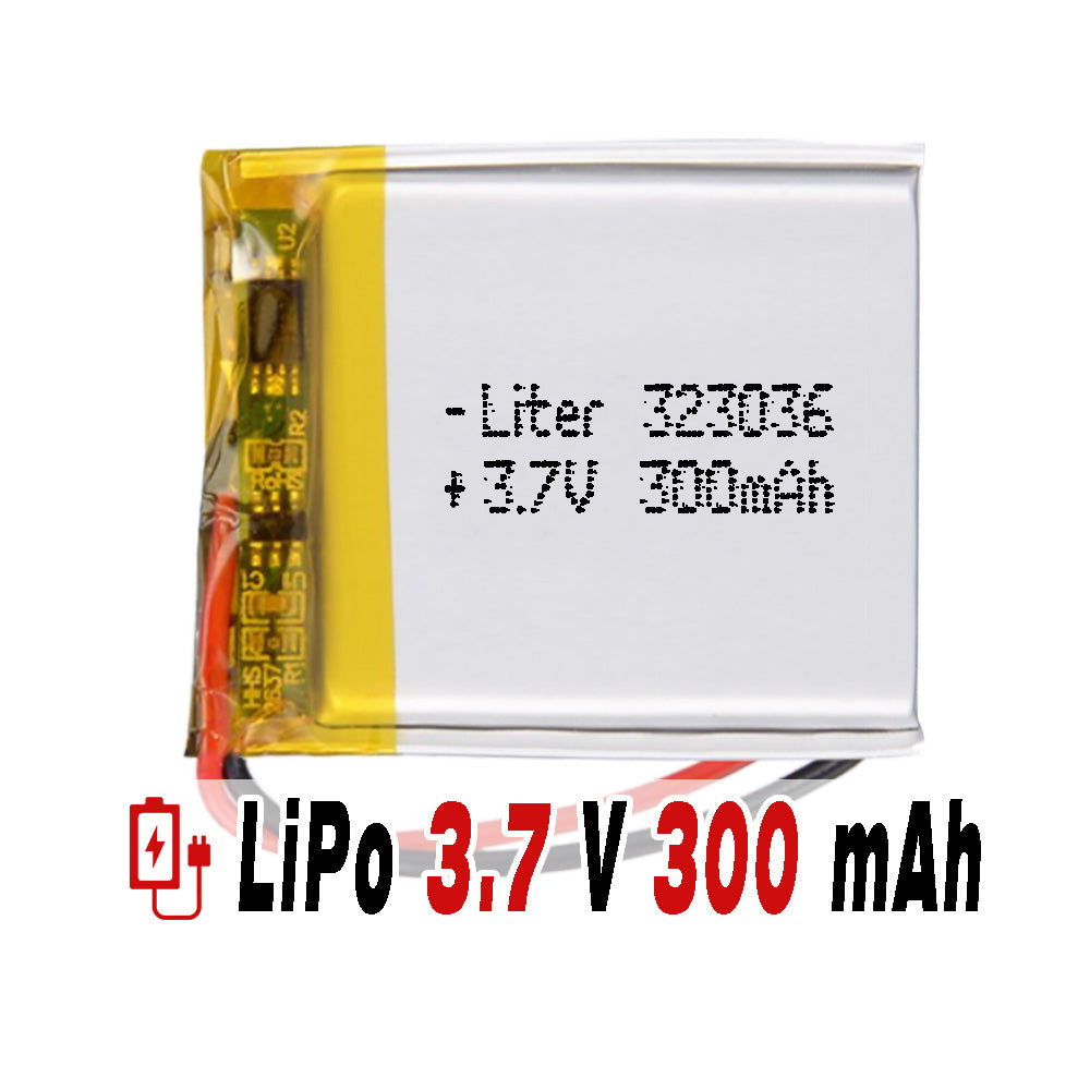 Batería 323036 LiPo 3.7V 300mAh 1.11Wh 1S 5C Liter Energy Battery para Electrónica Recargable teléfono portátil vídeo smartwatch reloj GPS - No apta para Radio Control 36x30x4mm (300mAh|323036)