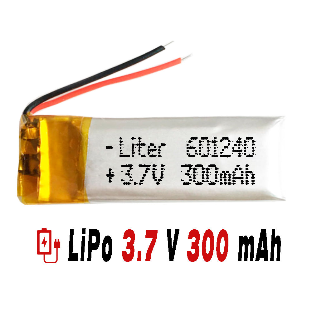 Batería 601240 LiPo 3.7V 300mAh 1.11Wh 1S 5C Liter Energy Battery para Electrónica Recargable teléfono portátil vídeo smartwatch reloj GPS - No Apta para Radio Control 42x12x6mm (300mAh|601240)