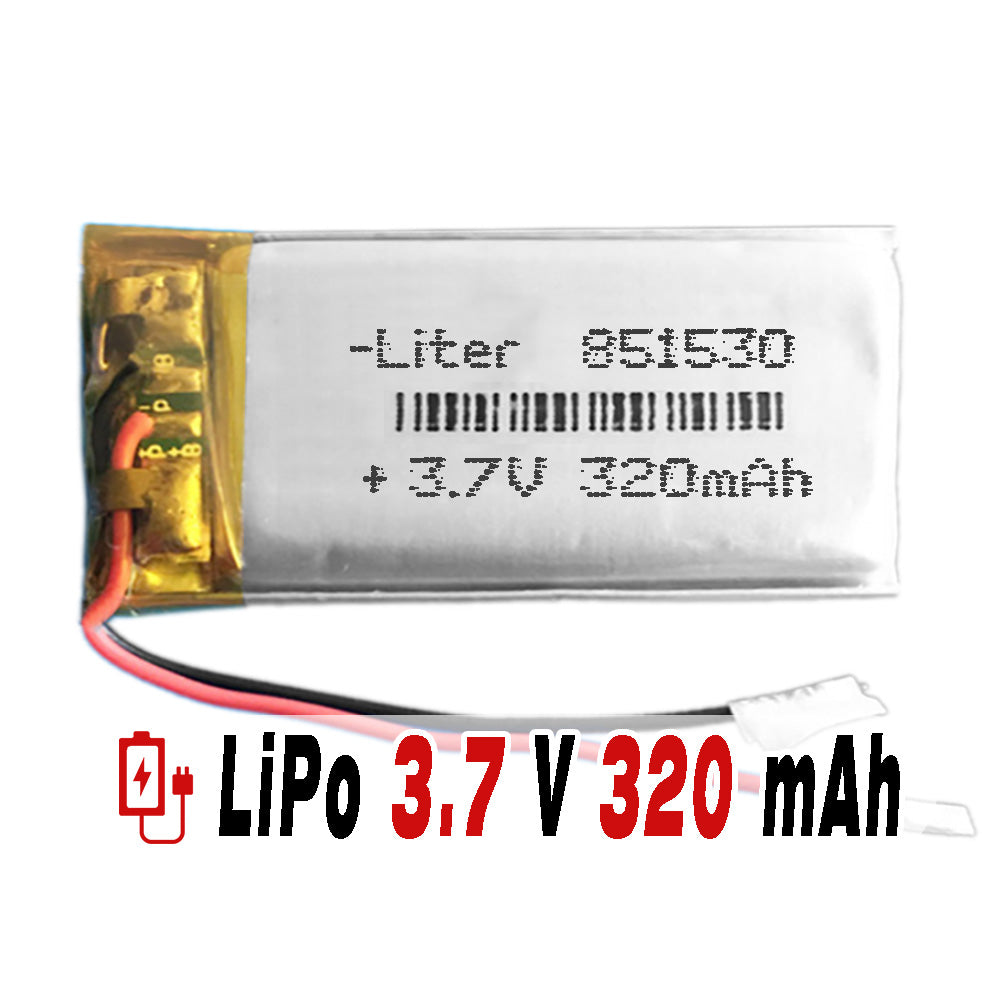 Batería 851530 LiPo 3.7V 320mAh 1.184Wh 1S 5C Liter Energy Battery para Electrónica Recargable teléfono portátil vídeo smartwatch reloj GPS - No Apta para Radio Control 32x15x8.5mm (320mAh|851530)