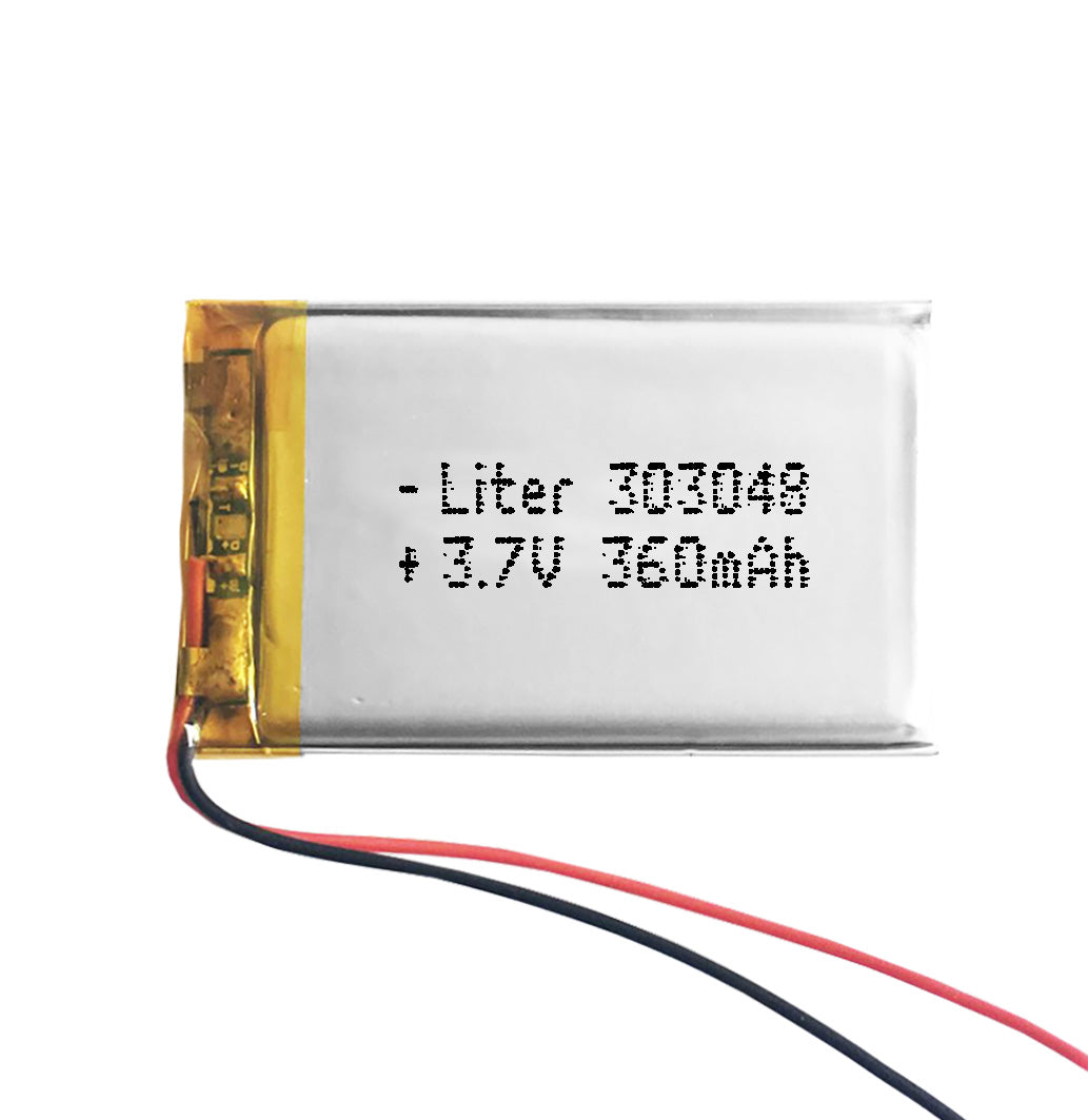 Batería 303048 LiPo 3.7V 360mAh 1.332Wh 1S 5C Liter Energy Battery para Electrónica Recargable teléfono portátil vídeo smartwatch reloj GPS - No Apta para Radio Control 50x30x3mm (360mAh|303048)