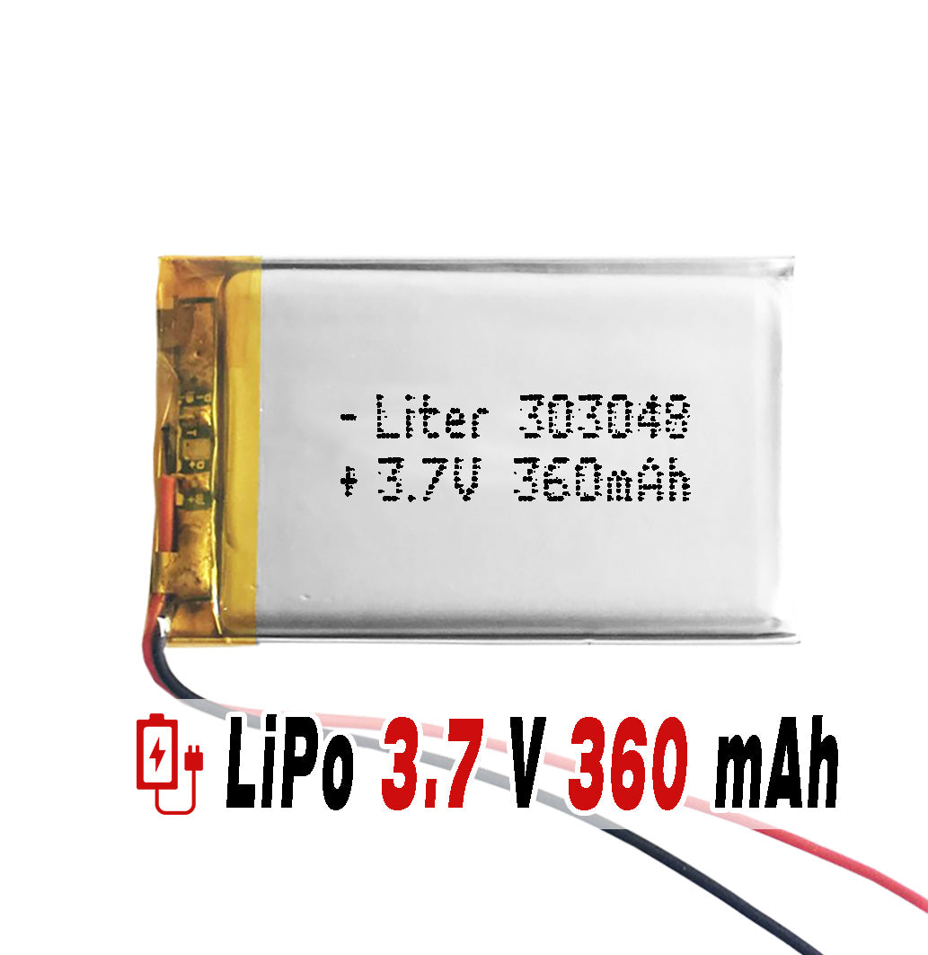 Batería 303048 LiPo 3.7V 360mAh 1.332Wh 1S 5C Liter Energy Battery para Electrónica Recargable teléfono portátil vídeo smartwatch reloj GPS - No Apta para Radio Control 50x30x3mm (360mAh|303048)