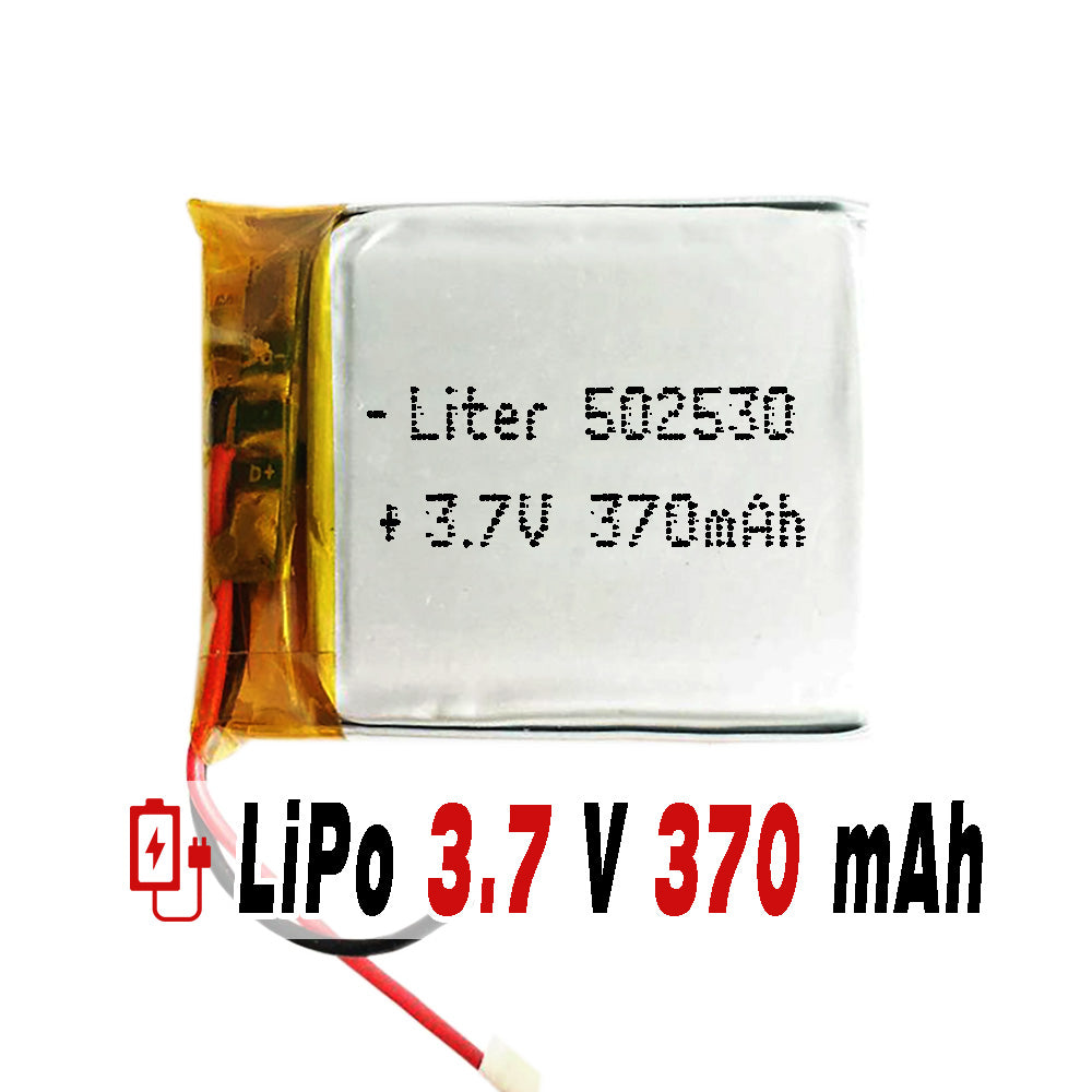 Batería 502530 LiPo 3.7V 370mAh 1.369Wh 1S 5C Liter Energy Battery para Electrónica Recargable teléfono portátil vídeo smartwatch reloj GPS - No apta para Radio Control 32x25x5mm (370mAh|502530)