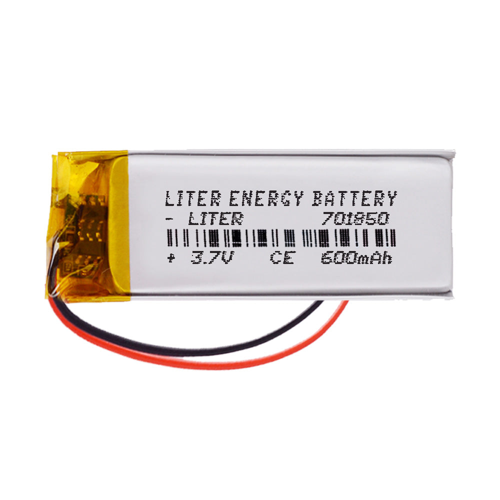 Batería 701850 LiPo 3.7V 600mAh 2.22Wh 1S 5C Liter Energy Battery para Electrónica Recargable teléfono portátil vídeo smartwatch reloj GPS - No apta para Radio Control 52x18x7mm (600mAh|701850)