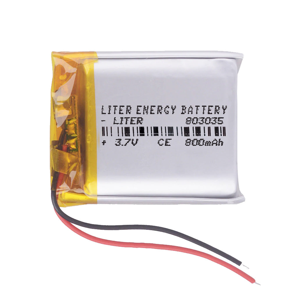 Batería 803035 LiPo 3.7V 800mAh 2.96Wh 1S 5C Liter Energy Battery para Electrónica Recargable teléfono portátil vídeo smartwatch reloj GPS - No apta para Radio Control 37x30x8mm (800mAh|803035)