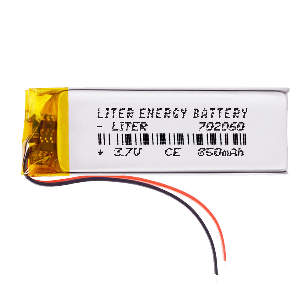 Batería 702060 LiPo 3.7V 850mAh 3.145Wh 1S 5C Liter Energy Battery para Electrónica Recargable teléfono portátil vídeo smartwatch reloj GPS - No apta para Radio Control 62x20x7mm (850mAh|702060)